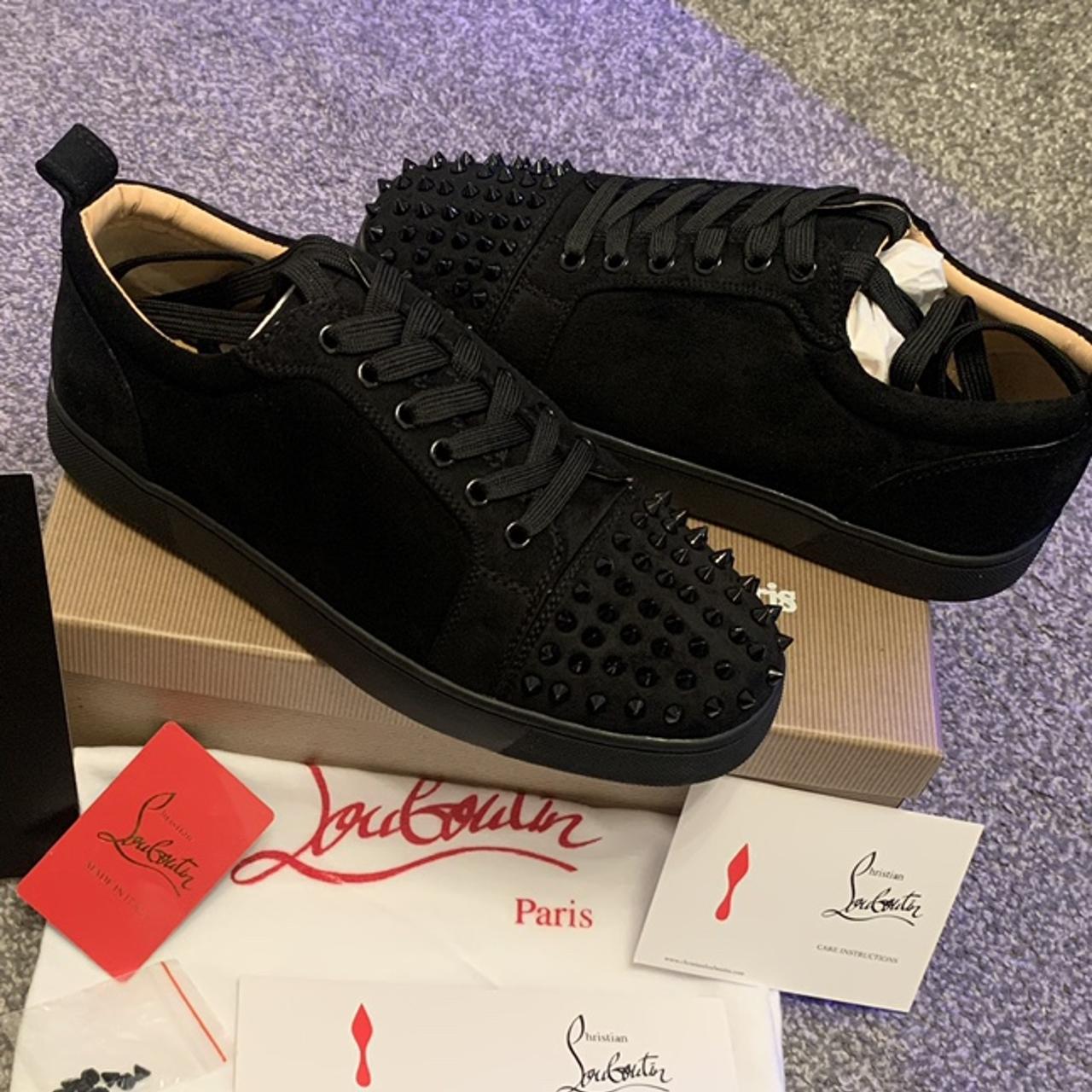 CHRISTIAN LOUBOUTIN X SPIKE RED BOTTOM BLACK SUEDE