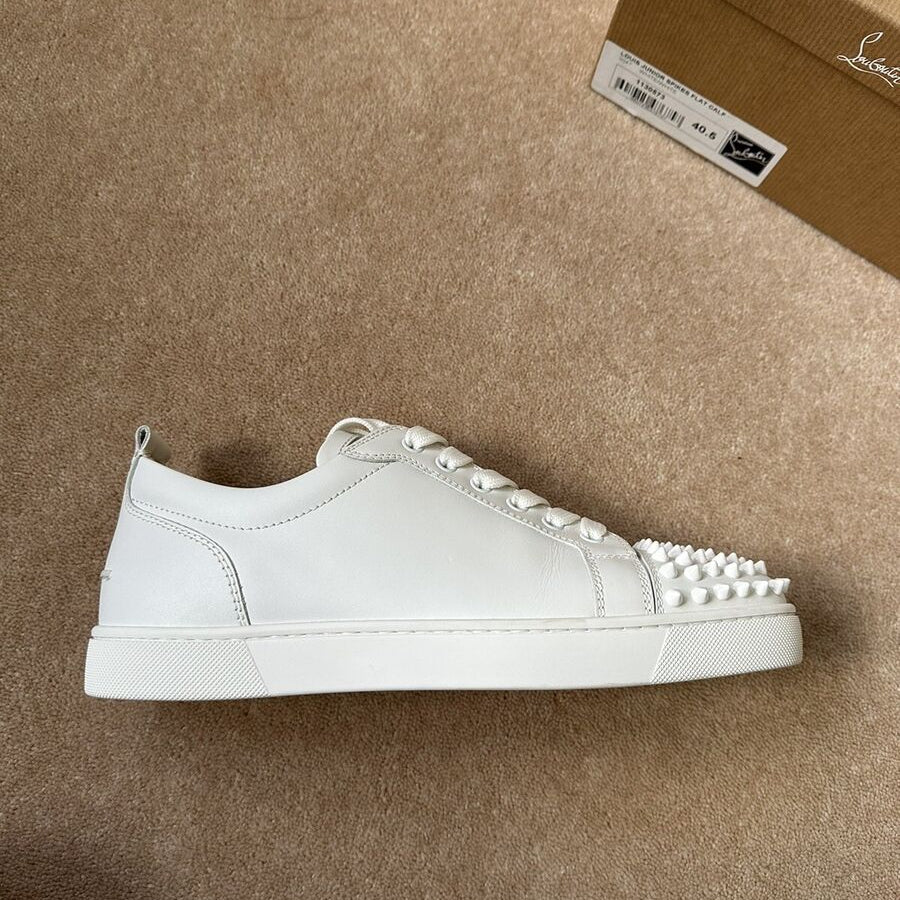 CHRISTIAN LOUBOUTIN X SPIKE RED BOTTOM WHITE