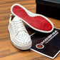 CHRISTIAN LOUBOUTIN X SPIKE RED BOTTOM WHITE